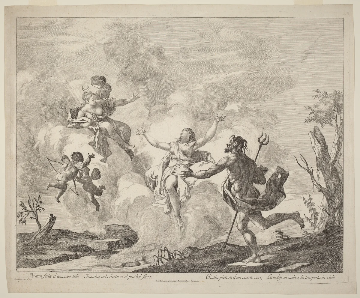 Alpheus and Arethusa by Jacopo Guarana, print, 1770-1780
