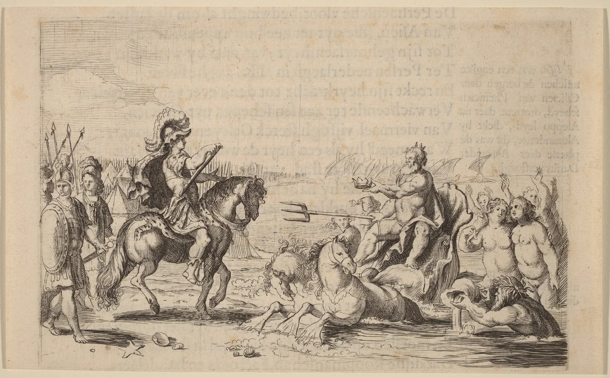 Alexander the Great and Neptune by Willem Basse, print, 1634