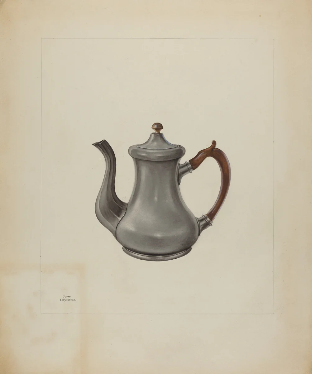 Pewter Teapot by John Tarantino, index of american design, 1935-1942