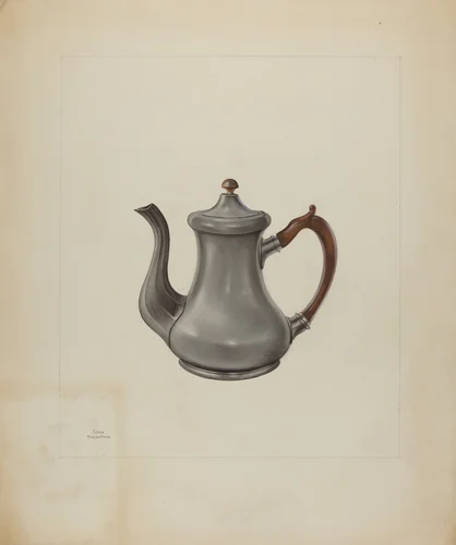 Pewter Teapot by John Tarantino, index of american design, 1935-1942