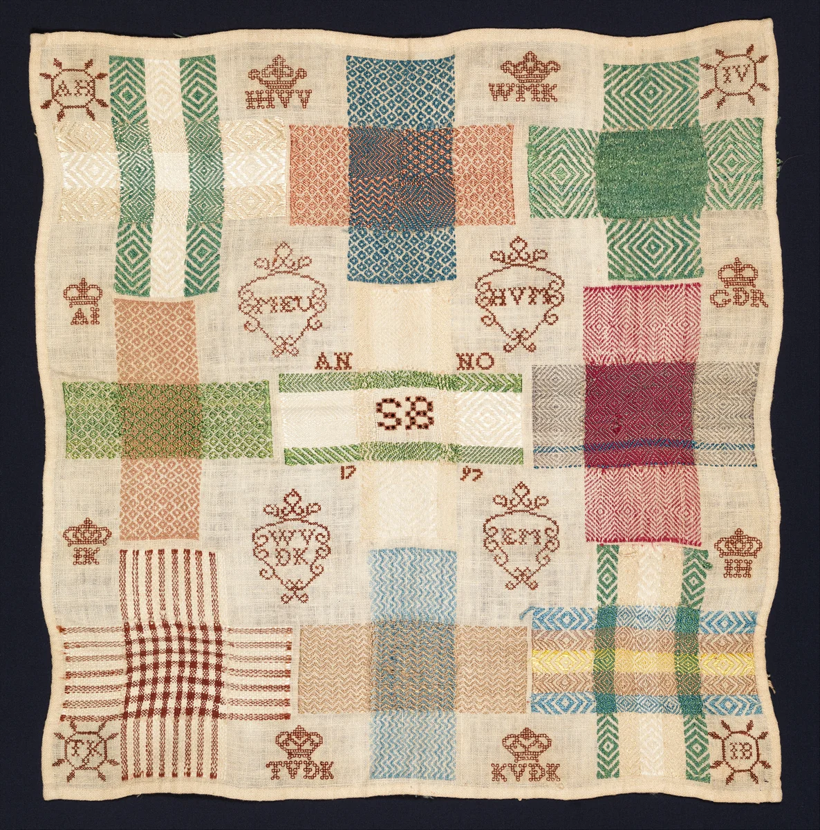 Darning sampler by Treijntje van der Kamp, textile, 1797