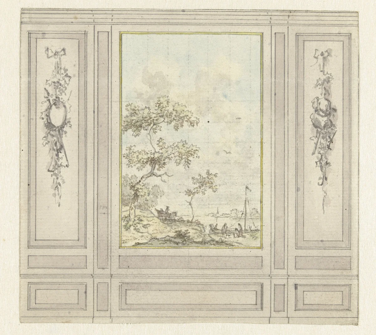 Ontwerp voor kamerwand by Jurriaan Andriessen, drawing, 1752-1819