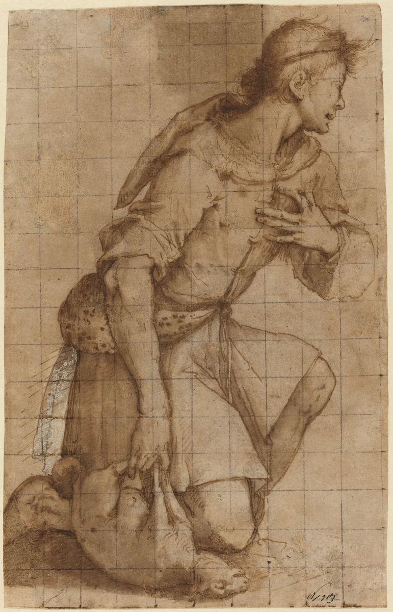 Kneeling Shepherd by Jacopo Ligozzi, drawing, 1547-1627