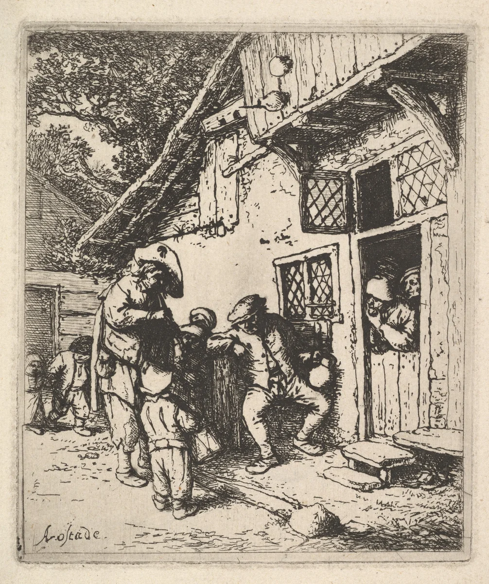 Traveling Musicians by Adriaen van Ostade, print, 1610-1685