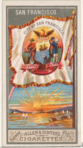 San Francisco, from the City Flags series (N6) for Allen & Ginter Cigarettes Brands by Allen & Ginter, print, 1887