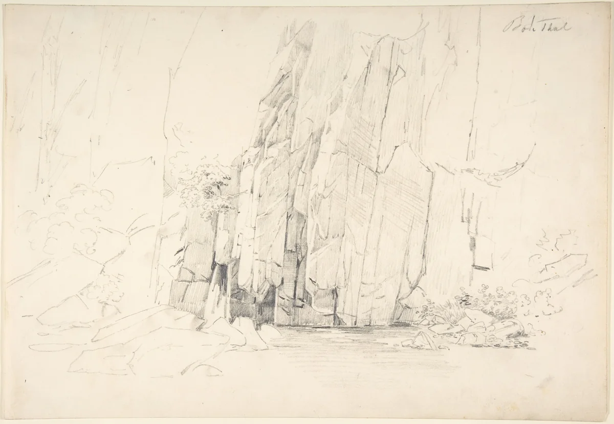 Rocks in the Bode Valley; verso: Small Landscape Studies by Karl Blechen, drawing, 1800-1840