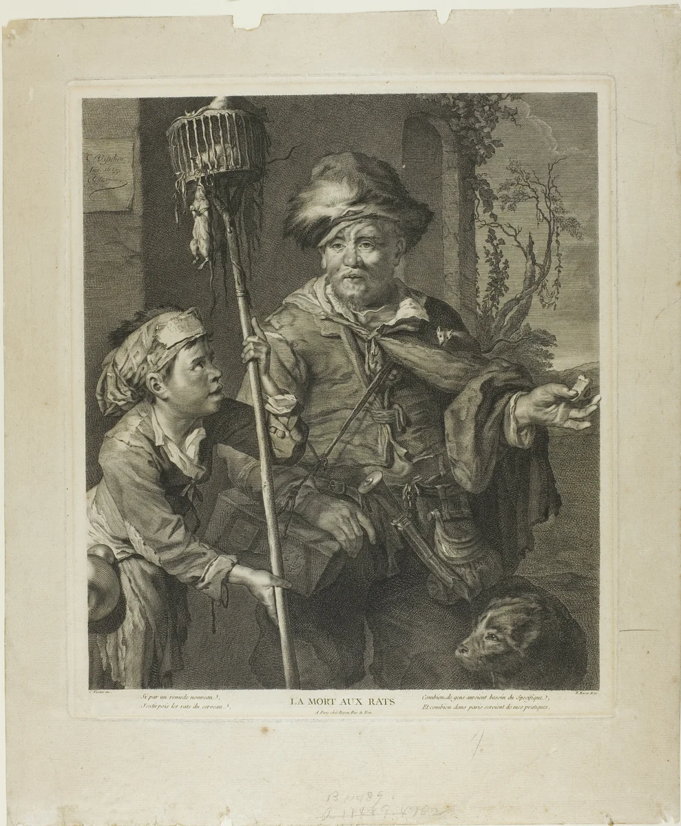 The Rat Catcher by Pierre François Basan, print, 1743-1797