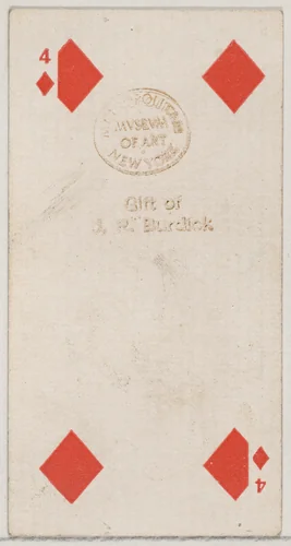Four Diamonds (red), from the Playing Cards series (N84) for Duke brand cigarettes by W. Duke, Sons & Co., print, 1888