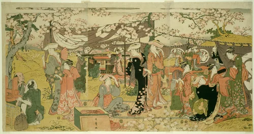 Cherry Blossom Banquet (Oka no utage) by Kitagawa Utamaro (喜多川歌麿), print, 1756-1806