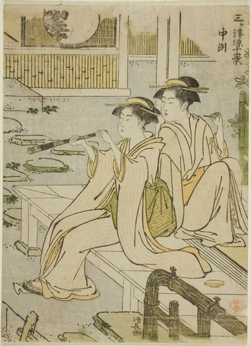 Nakasu, from the series "Ten Scenes of Enjoying the Cool in the Three Cities (Sangatsu ryo jikkei)" by Torii Kiyonaga (鳥居清長), print, 1780-1891
