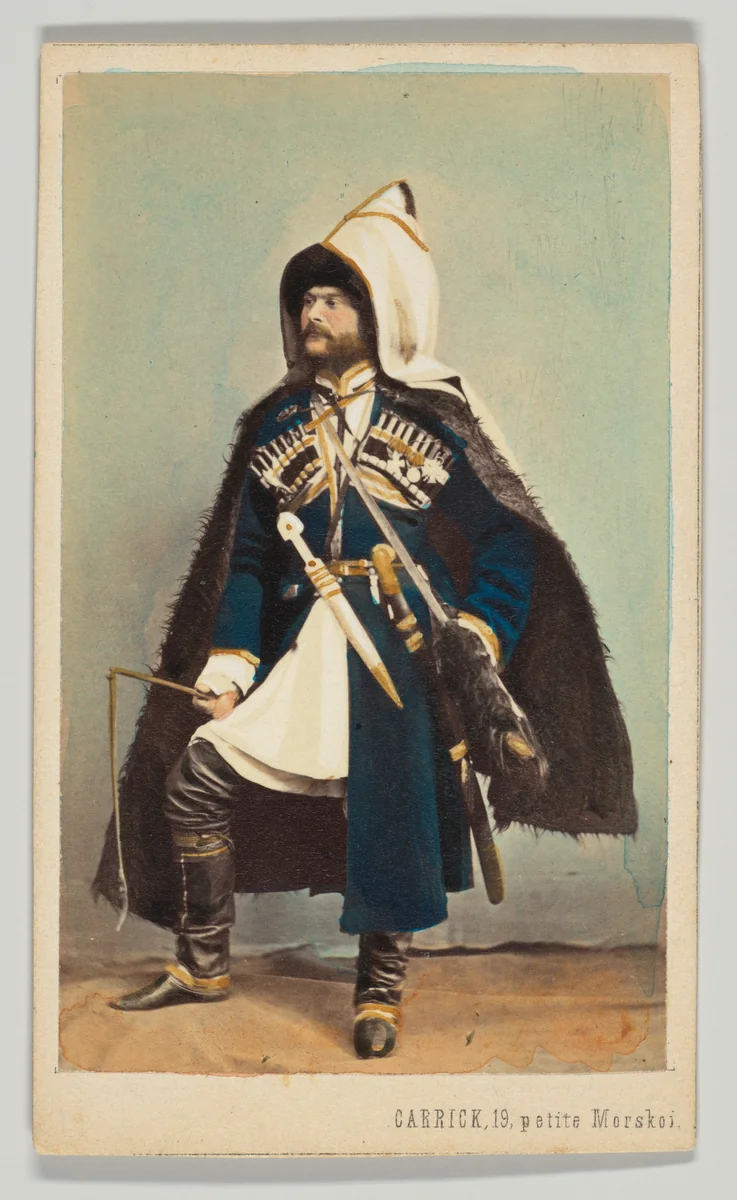 [Occupational Portrait of Kuban Cossack in Military Dress] by William Carrick, photograph, 1860-1869