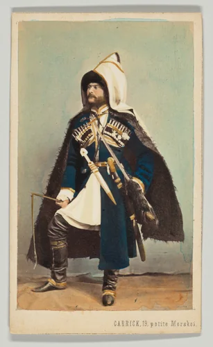 [Occupational Portrait of Kuban Cossack in Military Dress] by William Carrick, photograph, 1860-1869