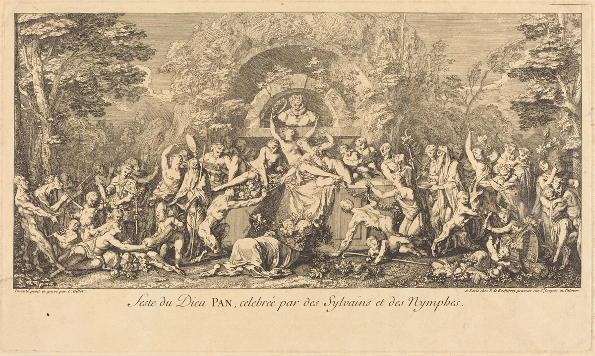 Feste du Dieu Pan, celebree par des Sylvains et des Nymphes (Feast of the God Pan Celebrated by Sylvans and Nymphs) by Claude Gillot, print, 1673-1722