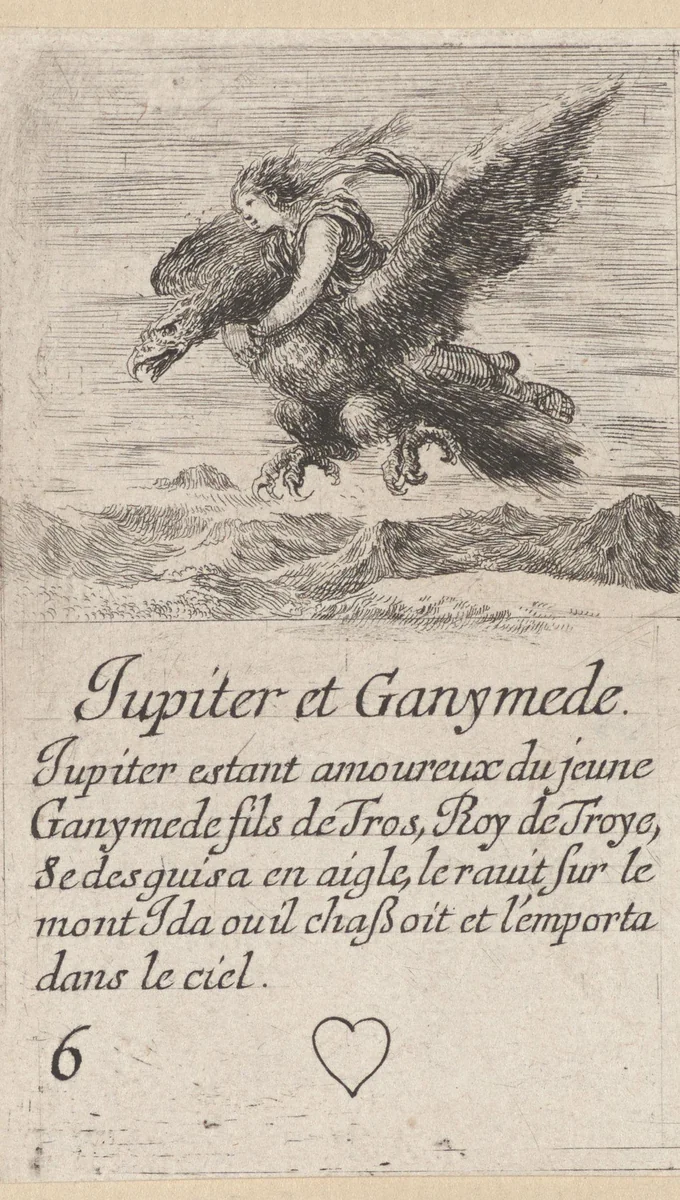 Jupiter en Ganymedes by Stefano della Bella, print, 1620-1664