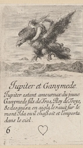 Jupiter en Ganymedes by Stefano della Bella, print, 1620-1664