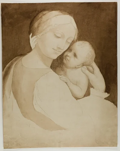 Madonna and Child (recto), and Fragment of Woman's Torso (verso) by Unknown Artist, drawing, 1800-1825