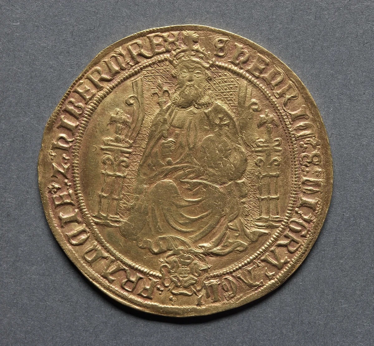 Sovereign (obverse) by Unknown, metalwork, 1544-1547