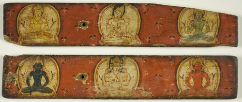 One of a Pair of Manuscript Covers of the Five Transcendent Buddhas by Nepal, manuscript, 1101-1200