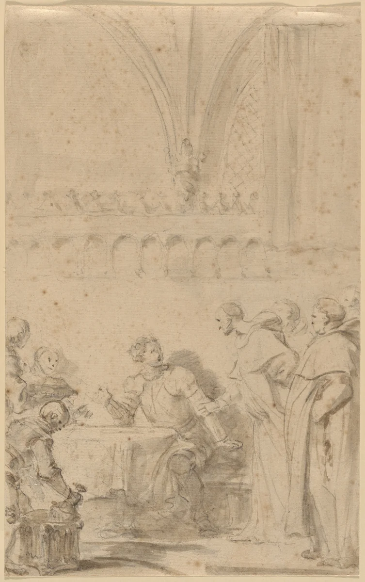 Rinaldo is Welcomed by the Monks by Jean Honoré Fragonard, drawing, 1780-1789