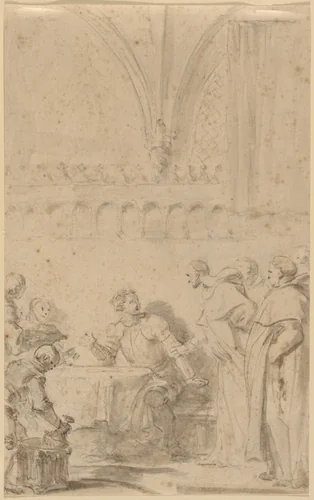 Rinaldo is Welcomed by the Monks by Jean Honoré Fragonard, drawing, 1780-1789