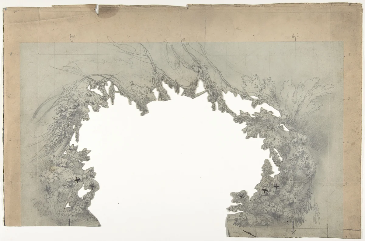 Design for a Stage Set at the Opéra, Paris by Eugène Cicéri, drawing, 1800-1900