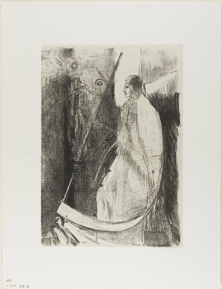 And Another Angel Came Out of the Temple Which is in Heaven, and He Also Having a Sharp Sickle, plate 7 of 12 by Odilon Redon, print, 1899