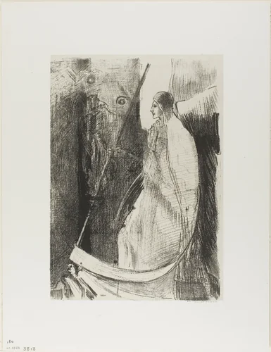 And Another Angel Came Out of the Temple Which is in Heaven, and He Also Having a Sharp Sickle, plate 7 of 12 by Odilon Redon, print, 1899