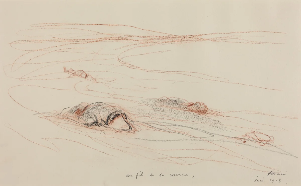 Au fil de la marne by Jean-Louis Forain, drawing, 1918