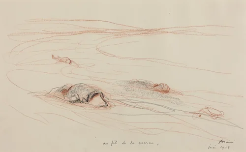 Au fil de la marne by Jean-Louis Forain, drawing, 1918
