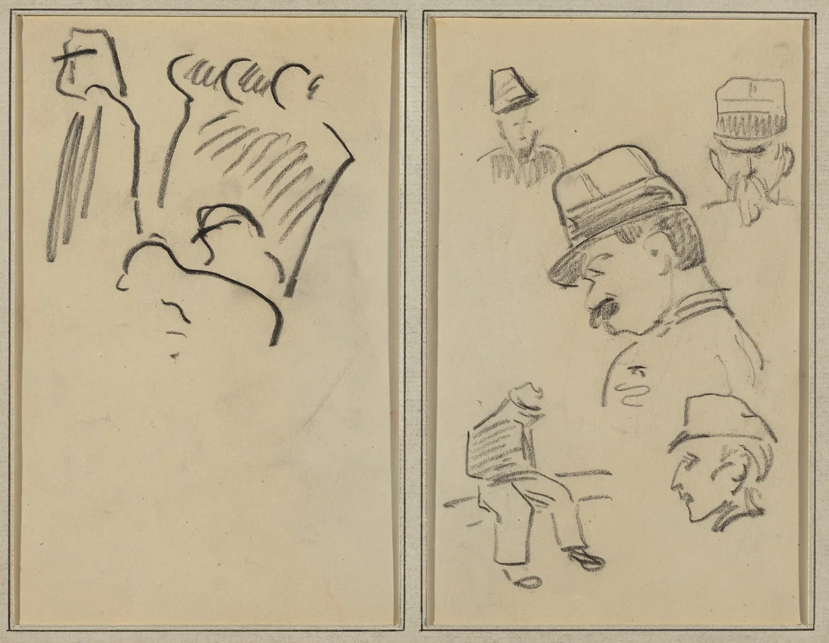 Soldiers; Four Soldiers and a Seated Figure [verso] by Paul Gauguin, drawing, 1884-1888