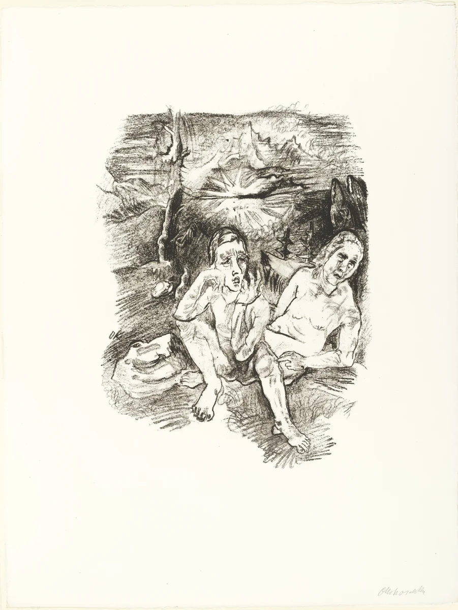 The Last Night (Das letzte Lager) (plate 6) from O Eternity - Thou Word of Thunder (Bach Cantata) [O Ewigkeit - Du Donnerwort (Bachkantate)] by Oskar Kokoschka, print, 1914