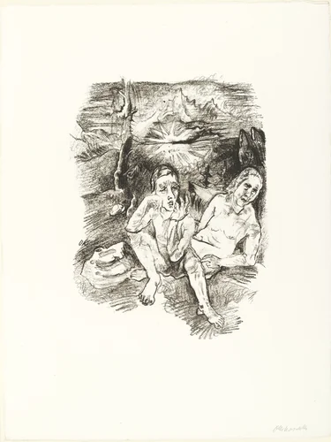 The Last Night (Das letzte Lager) (plate 6) from O Eternity - Thou Word of Thunder (Bach Cantata) [O Ewigkeit - Du Donnerwort (Bachkantate)] by Oskar Kokoschka, print, 1914