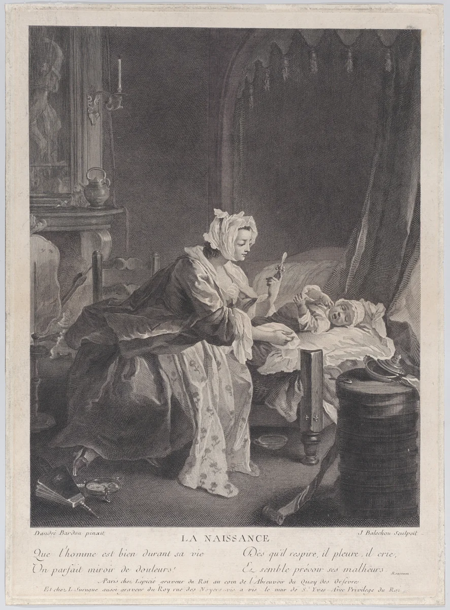 La Naissance by Jean-Joseph Baléchou, print, 1739-1749