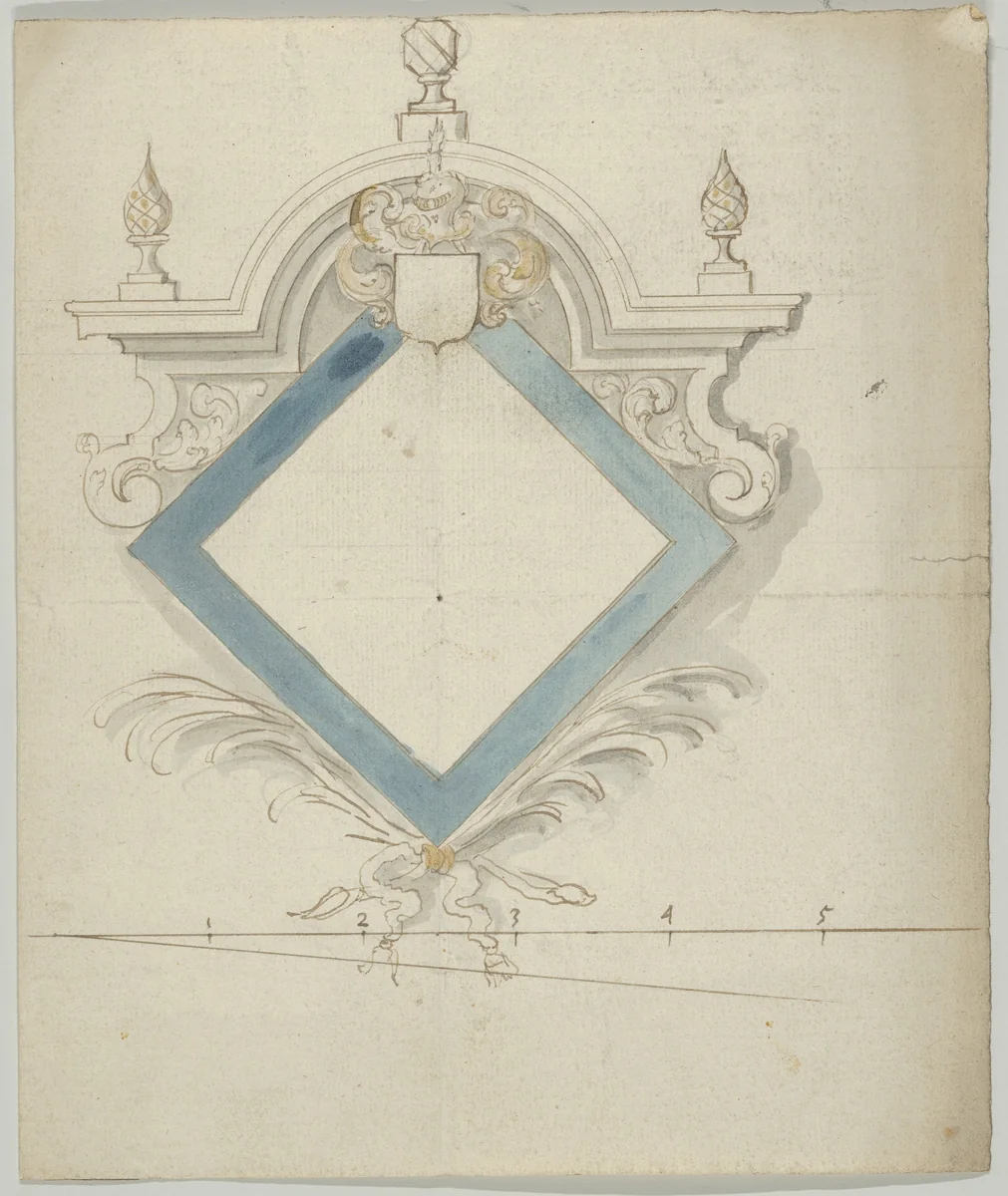 Epitaph with Lozenge-Shaped Panel by anonymous, drawing, 1678-1688