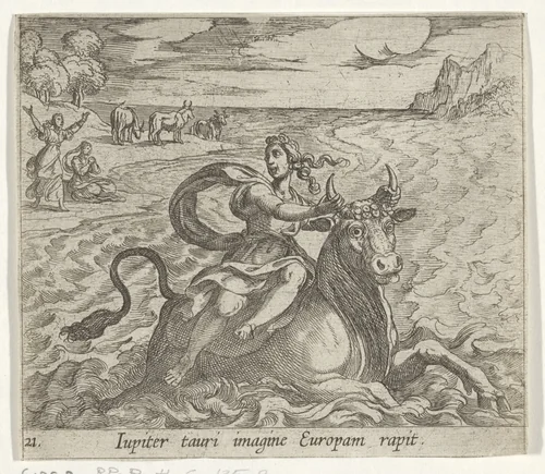 Roof van Europa by Antonio Tempesta, print, 1606-1638