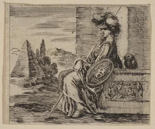 Pallas, from 'Game of Mythology' (Jeu de la Mythologie) by Stefano della Bella, print, 1644