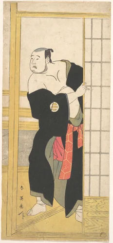 Asao Tamesaburo as a Stout Man with a Green Kimono by Katsukawa Shun'ei (勝川春英), print, 1785-1805