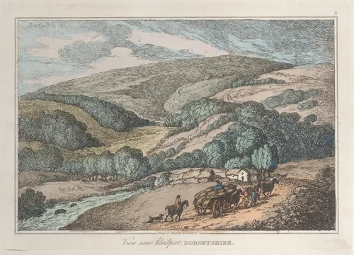 View near Bridport, Dorsetshire by Thomas Rowlandson, print, 1819-1822