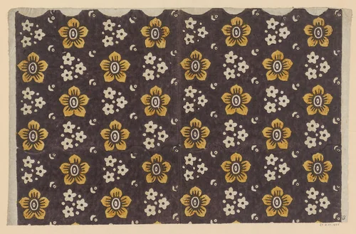 Blad met alternerend strooipatroon van uitgespaarde bloemen by anonymous, print, 1700-1850