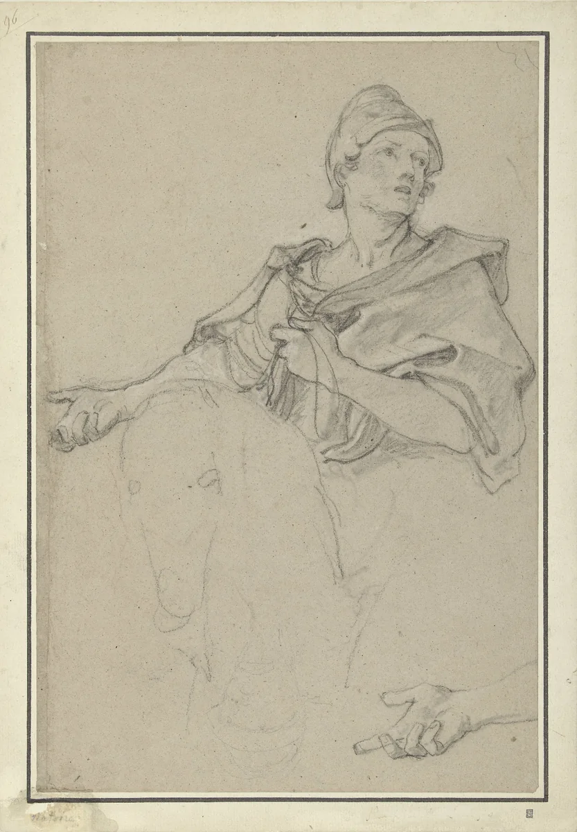 Figuurstudie voor Clovis by Charles Joseph Natoire, drawing, 1736-1737