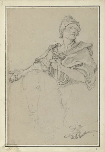 Figuurstudie voor Clovis by Charles Joseph Natoire, drawing, 1736-1737