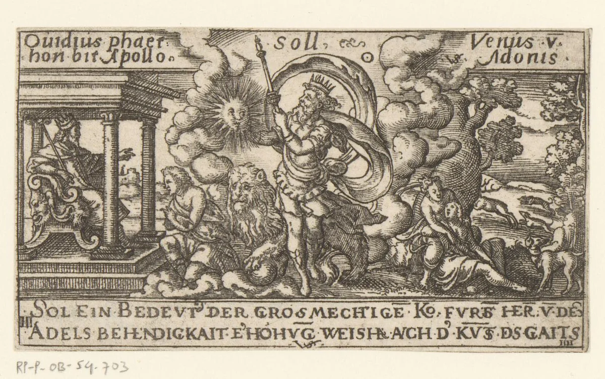 Sol met een Leeuw (teken van de dierenriem) by Unknown, print, 1524-1562