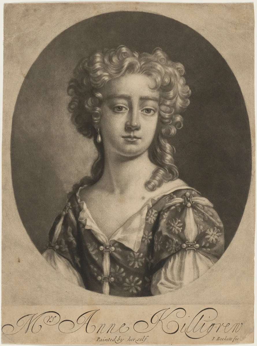 Mrs. Anne Killigrew by Isaak Beckett, print, 1653-1719
