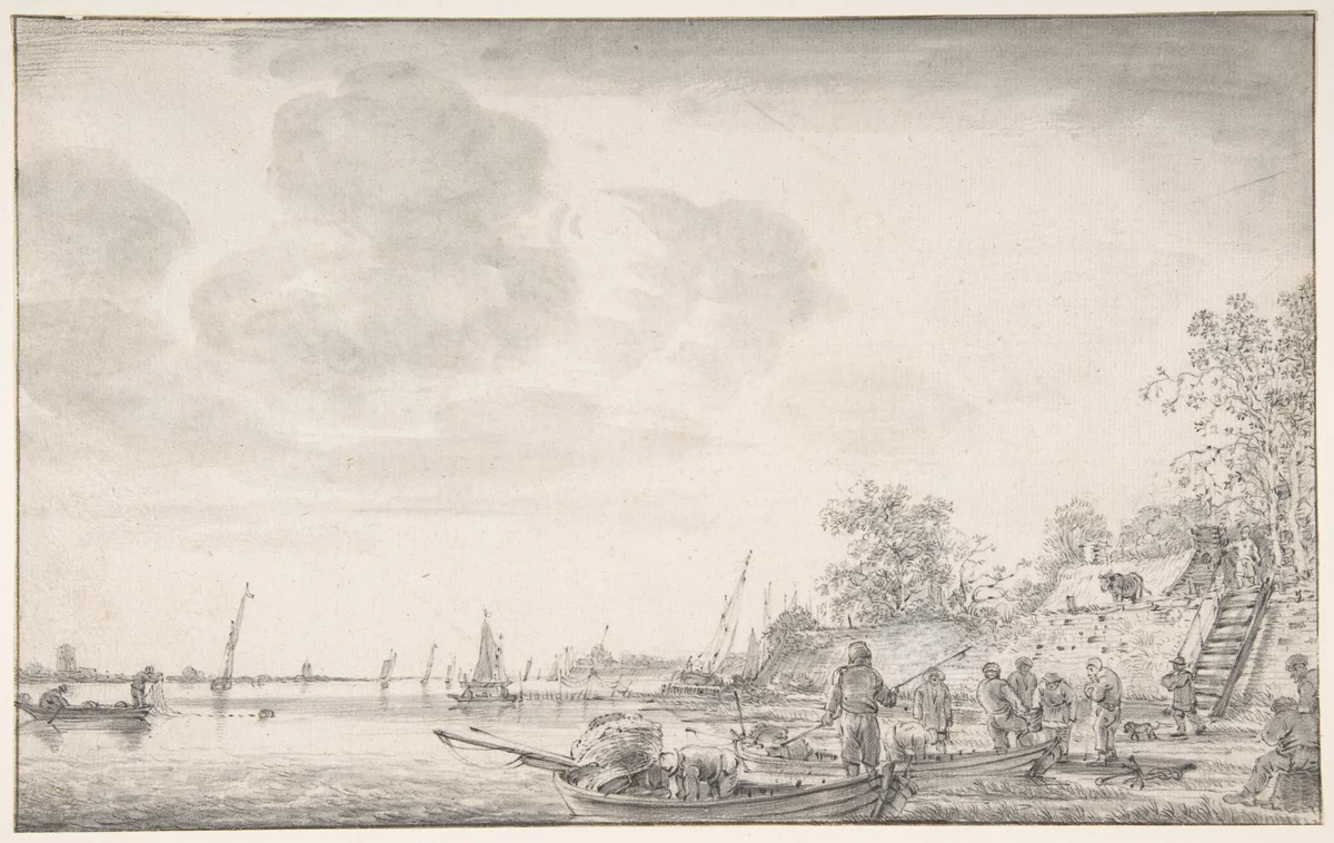Coast Scene by Jacob Esselens, drawing, 1626-1687