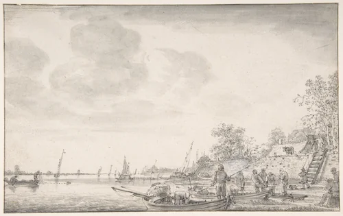 Coast Scene by Jacob Esselens, drawing, 1626-1687