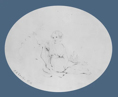 Child in a Landscape (from McGuire Scrapbook) by Charles Robert Leslie, artwork, 1794-1859
