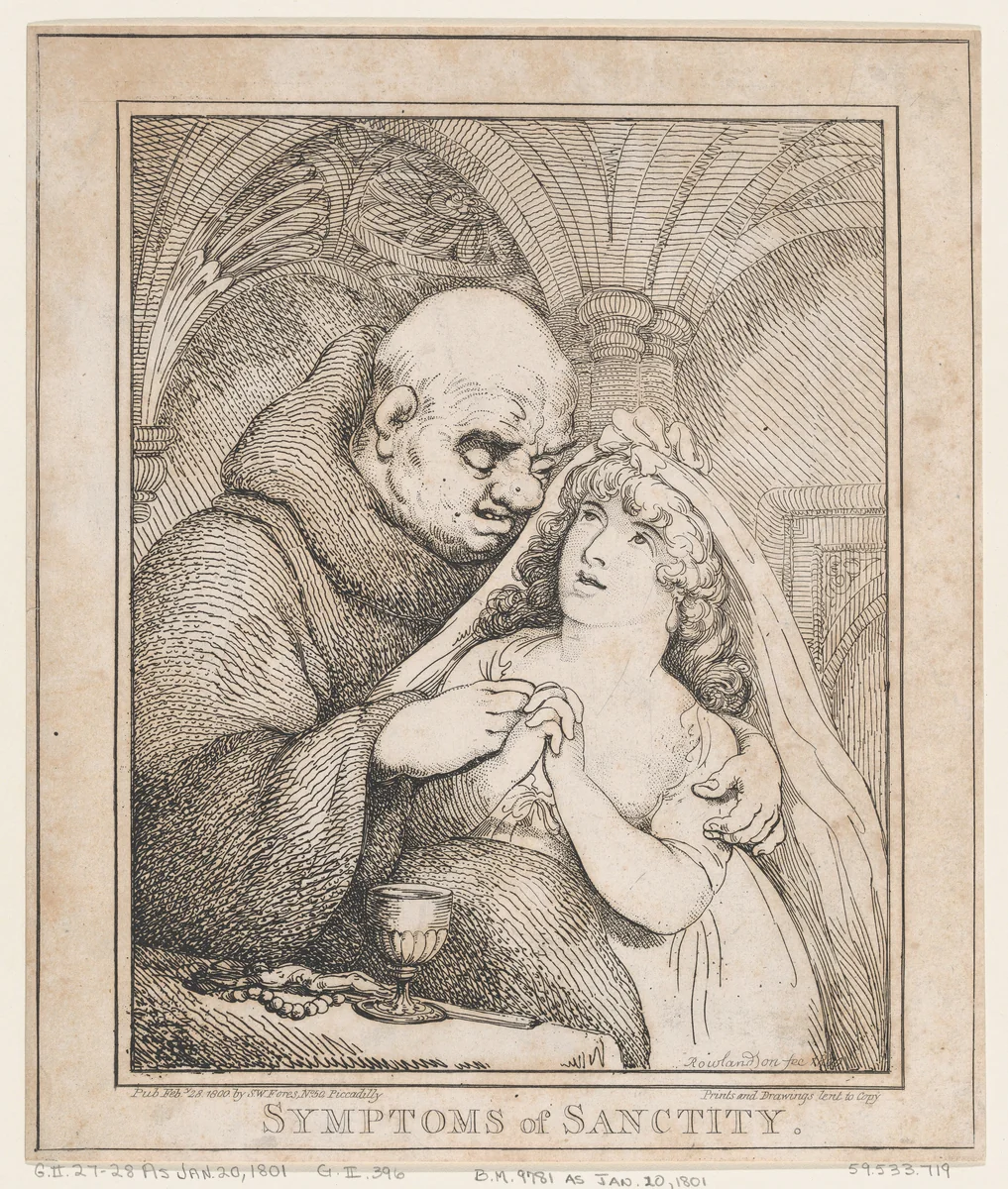 Symptoms of Sanctity by Thomas Rowlandson, print, 1800