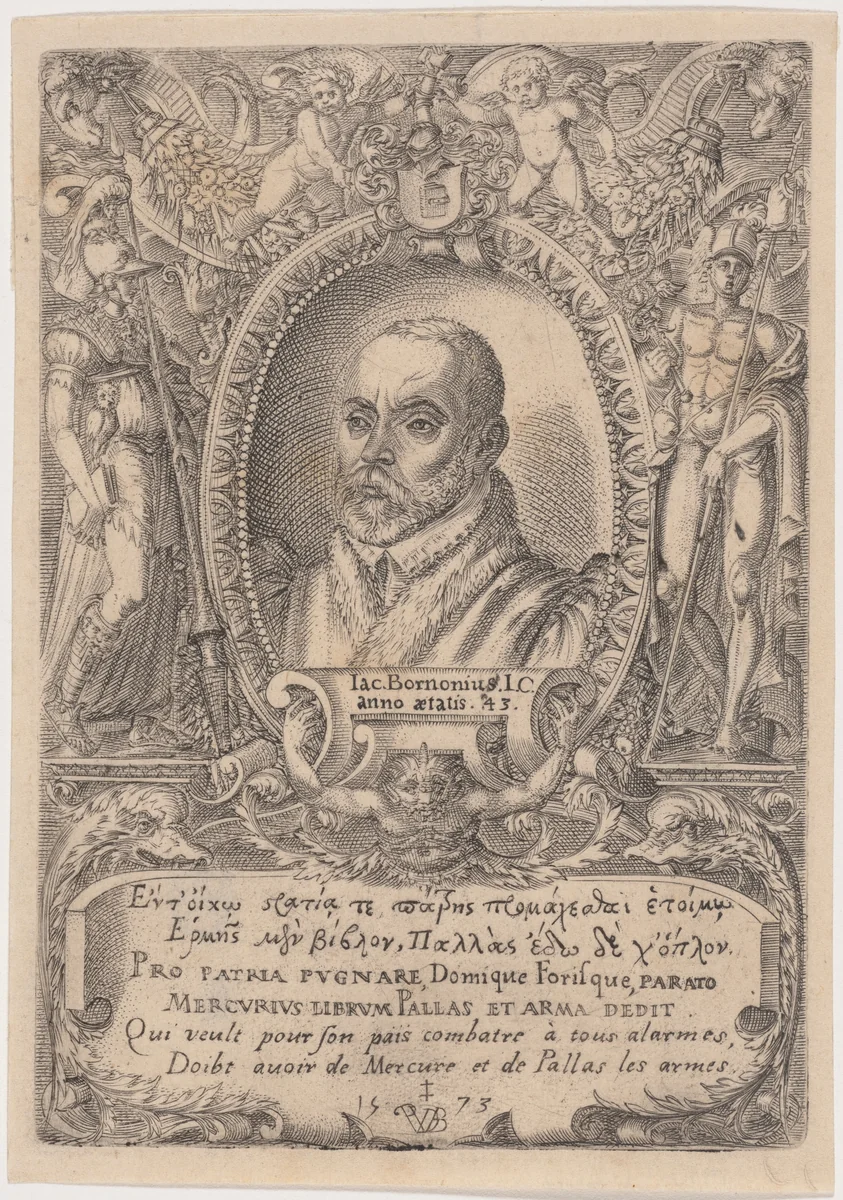 Jacob Bornonius by Pieter van den Berge, print, 1573