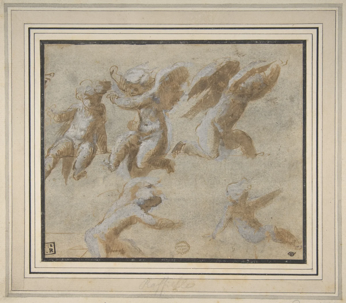 Cherubs by Raphael, drawing, 1500-1600