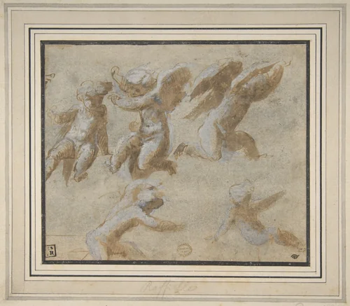 Cherubs by Raphael, drawing, 1500-1600